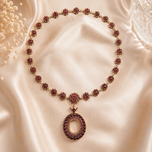 Antikes granatcollier 1890 - granatcollier, um