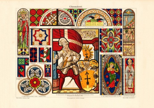 Glasmalerei historischer druck - historischer,