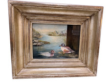 Antikes Ölgemälde Enten am