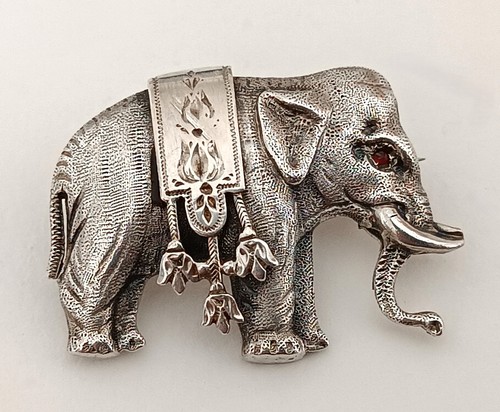 Brosche silber elephant antik - elephant,
