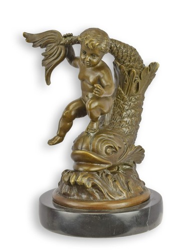 Bronzeskulptur putto engel - putto,