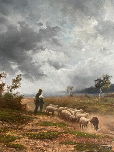 Antikes ölgemälde heimweg - antikes,