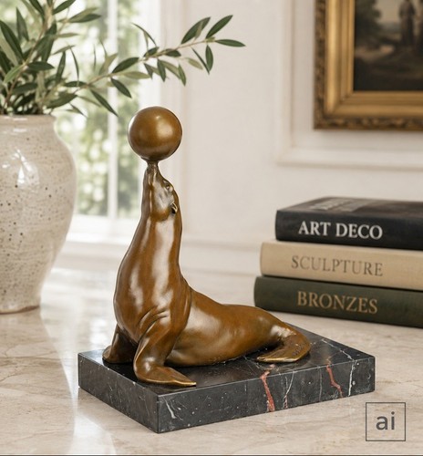 Bronzefigur tier seelöwe - bronzefigur,
