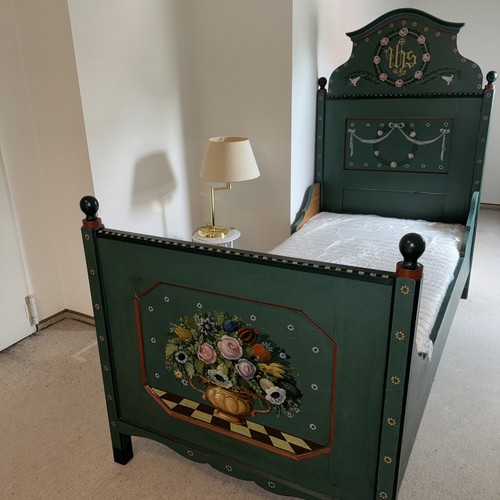 Bauernbett bemalt einzelbett - bemalt,